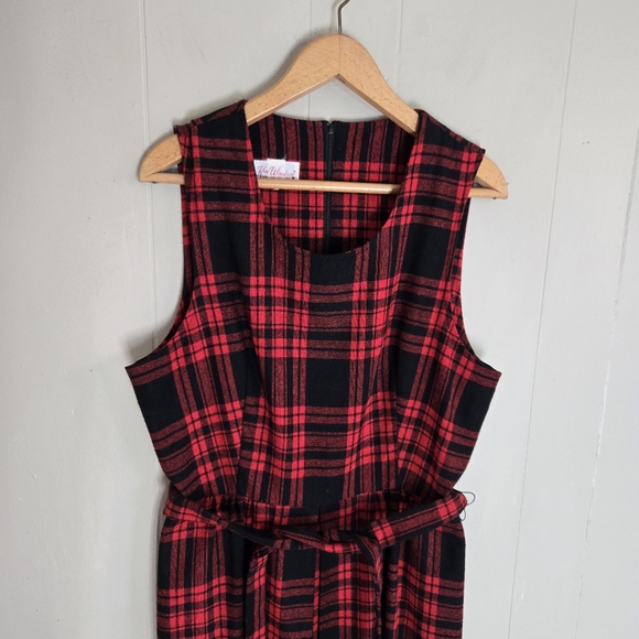 Vtg Kay Windsor Buffalo Plaid Pinafore dress nwot cottagecore Prarie modest M - Picture 3 of 14